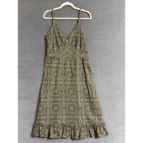 Apt 9 Dress 10 Green Floral Babydoll Boho Western Summer Smocked Ruffle Y2K Midi - Picture 1 of 12
